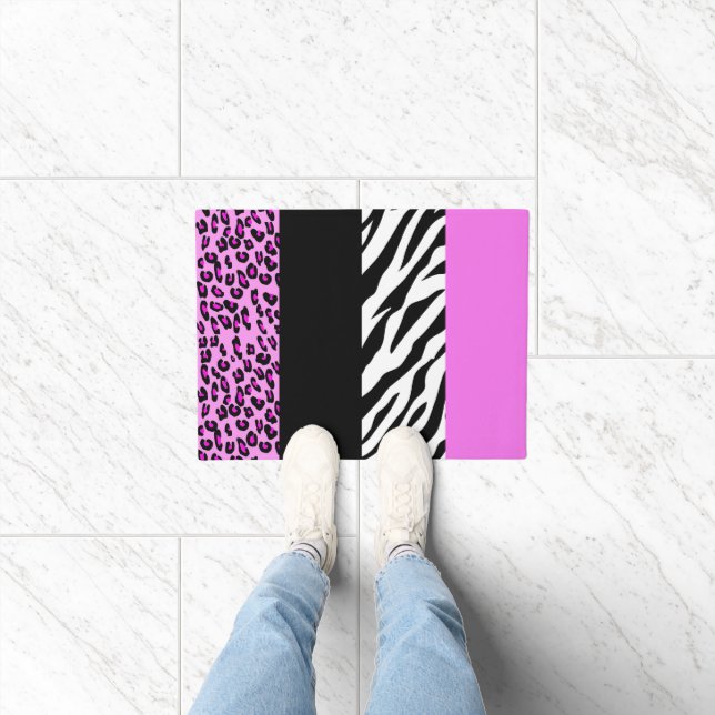 Leopard Print, Zebra Print, Animal Print, Roze Deurmat (Binnen)