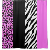 Leopard Print, Zebra Print, Animal Print, Roze Douchegordijn (Voorkant)