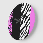 Leopard Print, Zebra Print, Animal Print, Roze Grote Klok (Hoek)
