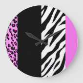 Leopard Print, Zebra Print, Animal Print, Roze Grote Klok (Voorkant)
