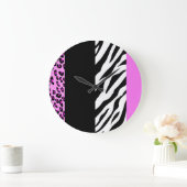 Leopard Print, Zebra Print, Animal Print, Roze Grote Klok (Huis)