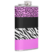 Leopard Print, Zebra Print, Animal Print, Roze Heupfles (Rechts)