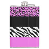 Leopard Print, Zebra Print, Animal Print, Roze Heupfles (Achterkant)