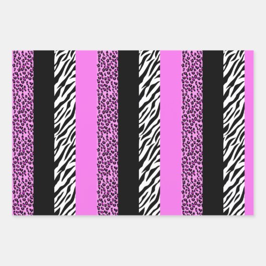 Leopard Print, Zebra Print, Animal Print, Roze Inpakpapier Vel (Voorkant)