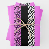 Leopard Print, Zebra Print, Animal Print, Roze Inpakpapier Vel (In situ)