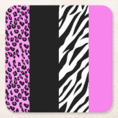 Leopard Print, Zebra Print, Animal Print, Roze Kartonnen Onderzetters (Voorkant)