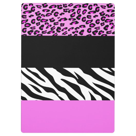 Leopard Print, Zebra Print, Animal Print, Roze Klembord (Achterkant)