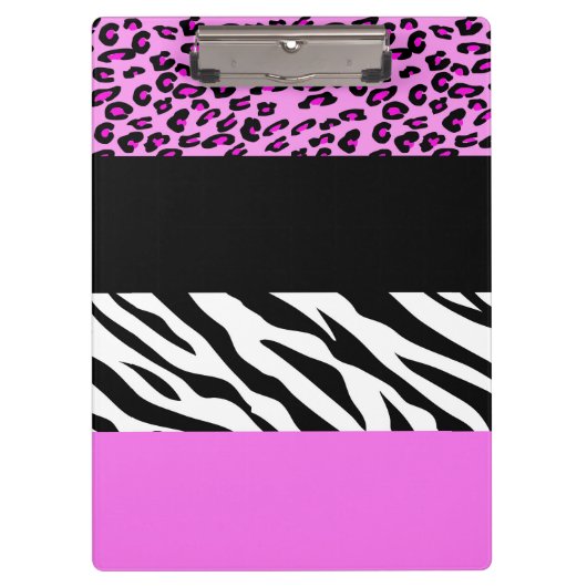Leopard Print, Zebra Print, Animal Print, Roze Klembord (Voorkant)