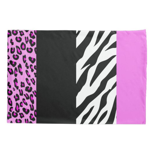 Leopard Print, Zebra Print, Animal Print, Roze Kussensloop (Achterkant)