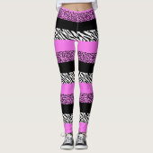 Leopard Print, Zebra Print, Animal Print, Roze Leggings (Voorkant)