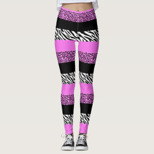 Leopard Print, Zebra Print, Animal Print, Roze Leggings