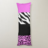 Leopard Print, Zebra Print, Animal Print, Roze Lichaamskussen (Achterkant (Verticaal))
