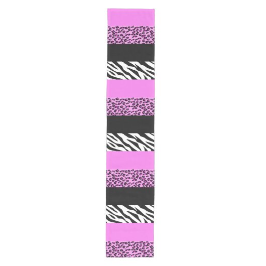 Leopard Print, Zebra Print, Animal Print, Roze Medium Tafelloper (Voorkant)