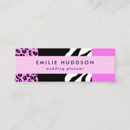 Leopard Print, Zebra Print, Animal Print, Roze Mini Visitekaartje