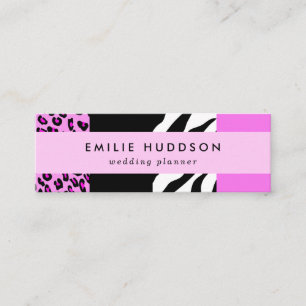 Leopard Print, Zebra Print, Animal Print, Roze Mini Visitekaartje