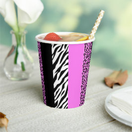 Leopard Print, Zebra Print, Animal Print, Roze Papieren Bekers