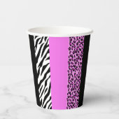 Leopard Print, Zebra Print, Animal Print, Roze Papieren Bekers (Achterkant)