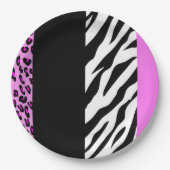 Leopard Print, Zebra Print, Animal Print, Roze Papieren Bordje (Voorkant)