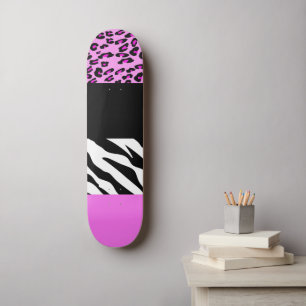 Leopard Print, Zebra Print, Animal Print, Roze Persoonlijk Skateboard