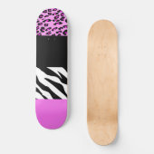 Leopard Print, Zebra Print, Animal Print, Roze Persoonlijk Skateboard (Voorkant)
