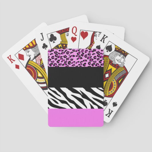 Leopard Print, Zebra Print, Animal Print, Roze Pokerkaarten (Achterkant)