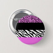 Leopard Print, Zebra Print, Animal Print, Roze Ronde Button 5,7 Cm (Voorkant /achterkant)