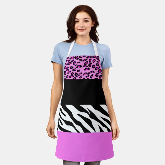 Leopard Print, Zebra Print, Animal Print, Roze Schort (Gedragen)
