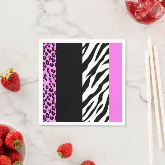 Leopard Print, Zebra Print, Animal Print, Roze Servet (Insitu)