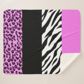 Leopard Print, Zebra Print, Animal Print, Roze Sherpa Deken (Voorkant (horizontaal))