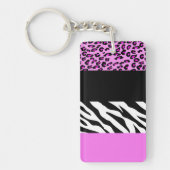 Leopard Print, Zebra Print, Animal Print, Roze Sleutelhanger (Voorkant)