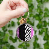 Leopard Print, Zebra Print, Animal Print, Roze Sleutelhanger (Hand)