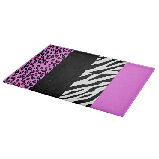 Leopard Print, Zebra Print, Animal Print, Roze Snijplank (Hoek)