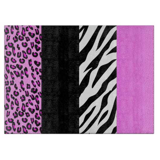Leopard Print, Zebra Print, Animal Print, Roze Snijplank (Voorkant)