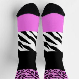 Leopard Print, Zebra Print, Animal Print, Roze Sokken