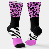 Leopard Print, Zebra Print, Animal Print, Roze Sokken (Gebogen)