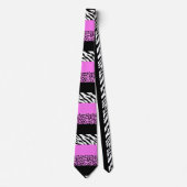 Leopard Print, Zebra Print, Animal Print, Roze Stropdas (Voorkant)