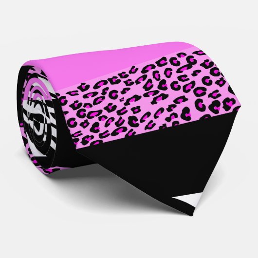 Leopard Print, Zebra Print, Animal Print, Roze Stropdas (Opgerold)