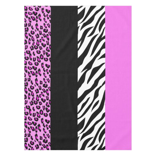 Leopard Print, Zebra Print, Animal Print, Roze Tafelkleed (Voorkant)
