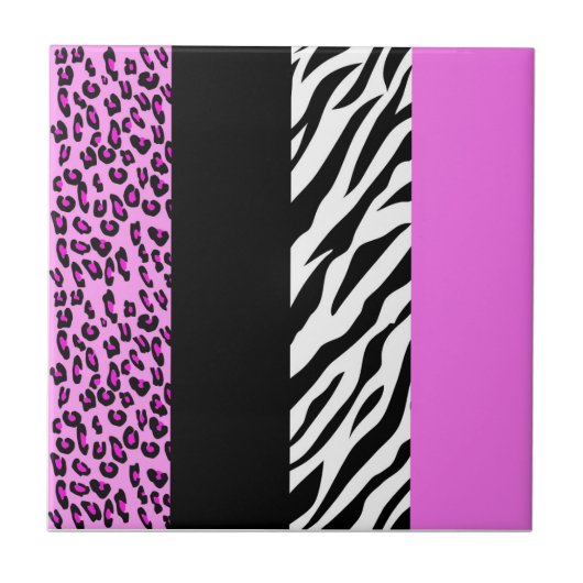 Leopard Print, Zebra Print, Animal Print, Roze Tegeltje (Voorkant)