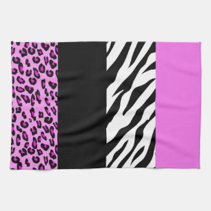 Leopard Print, Zebra Print, Animal Print, Roze Theedoek