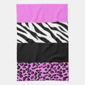Leopard Print, Zebra Print, Animal Print, Roze Theedoek (Verticaal)