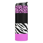 Leopard Print, Zebra Print, Animal Print, Roze Thermosbeker (Gedraaid links)