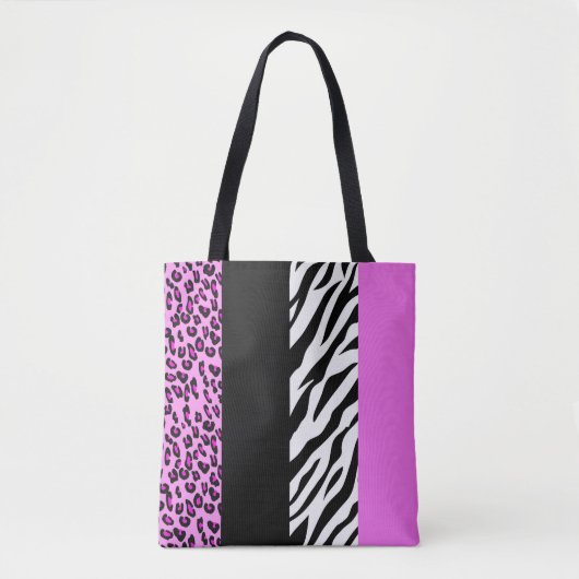 Leopard Print, Zebra Print, Animal Print, Roze Tote Bag (Voorkant)
