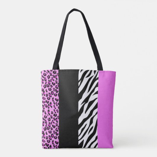Leopard Print, Zebra Print, Animal Print, Roze Tote Bag (Achterkant)