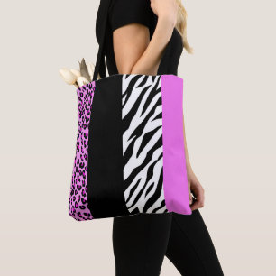 Leopard Print, Zebra Print, Animal Print, Roze Tote Bag