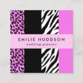 Leopard Print, Zebra Print, Animal Print, Roze Vierkante Visitekaartje (Voorkant)
