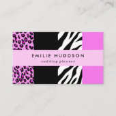Leopard Print, Zebra Print, Animal Print, Roze Visitekaartje (Voorkant)