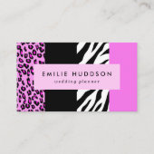 Leopard Print, Zebra Print, Animal Print, Roze Visitekaartje (Voorkant)