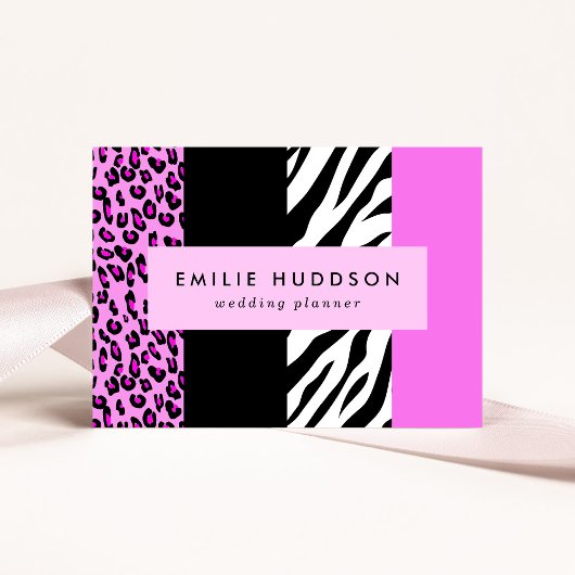 Leopard Print, Zebra Print, Animal Print, Roze Visitekaartje