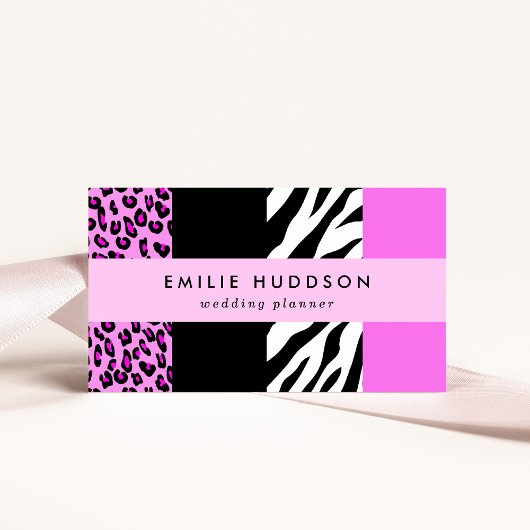 Leopard Print, Zebra Print, Animal Print, Roze Visitekaartje
